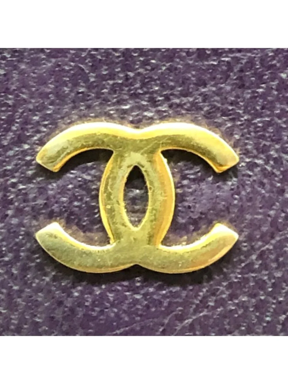 Chanel Trifold Wallet Compact CC Logo Lambskin Purple Card